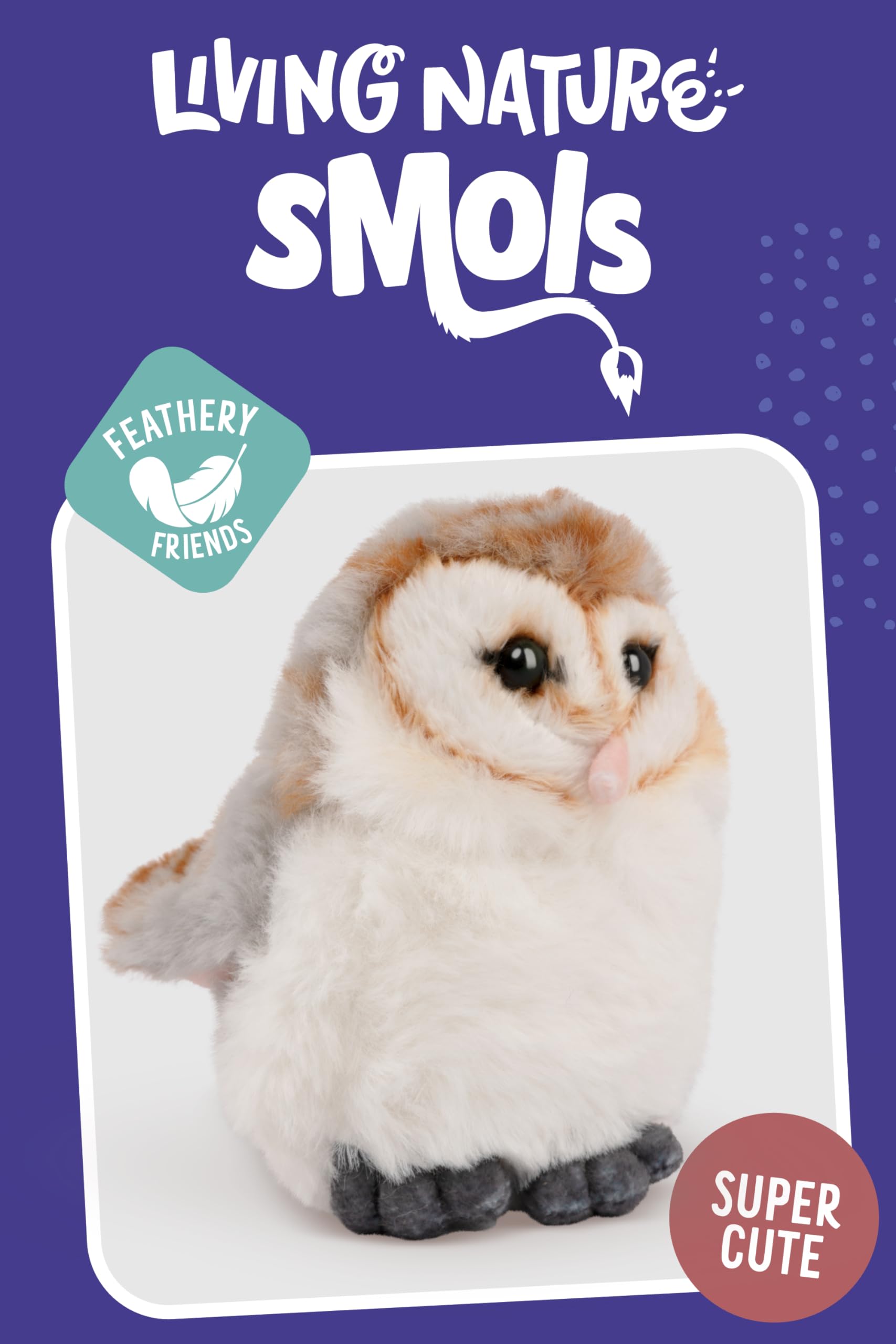 Living Nature SMOLS Barn Owl Plush Toy | Soft Toy Gift For Kids | Naturli Eco-Friendly Plush, White