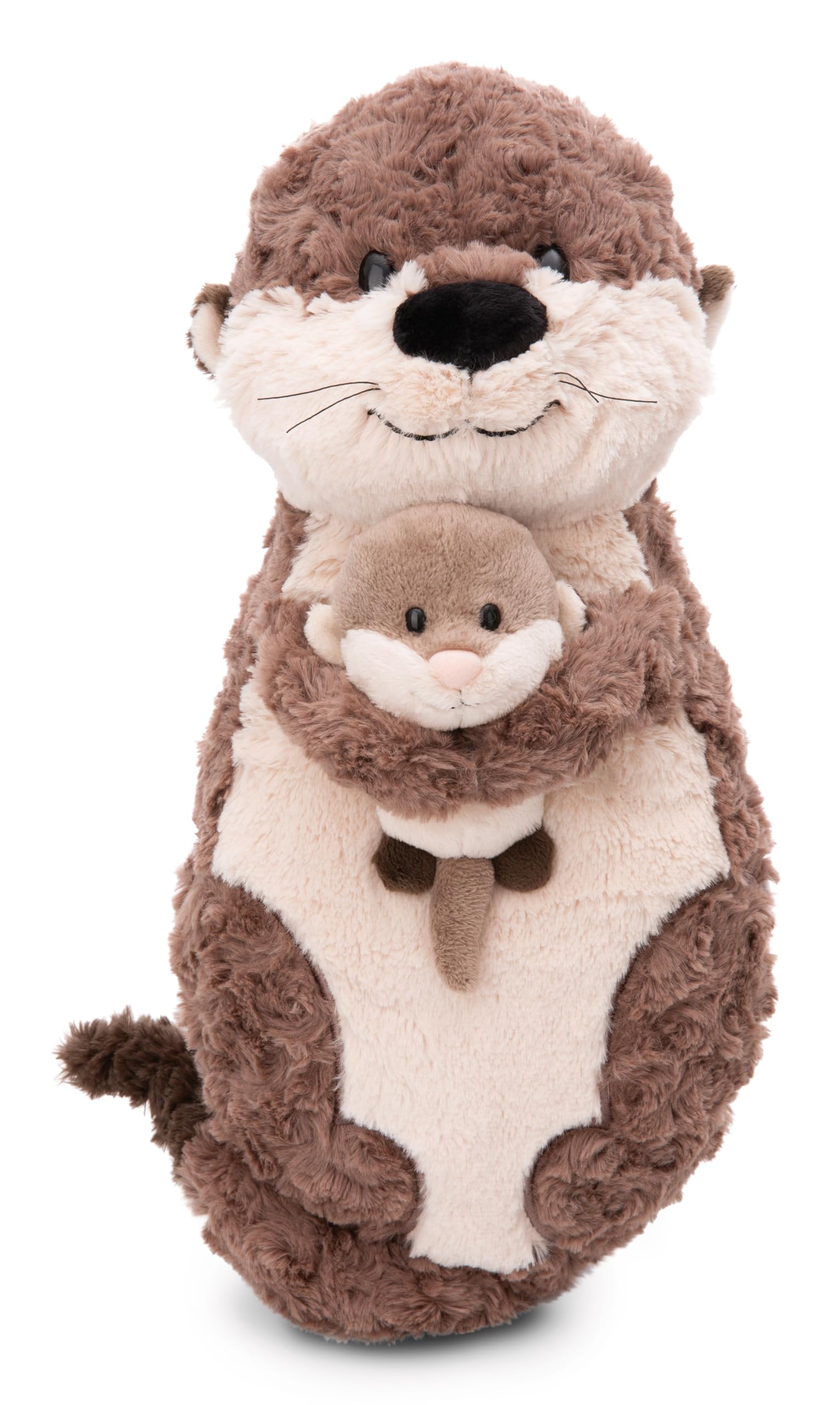 Cuddly soft toy otter Oda with baby Odalina, 40 x 20 cm, grey – soft and fluffy plush figure for boys, girls, and babies; perfect as a gift or decoration for home, kindergarten, or on the go